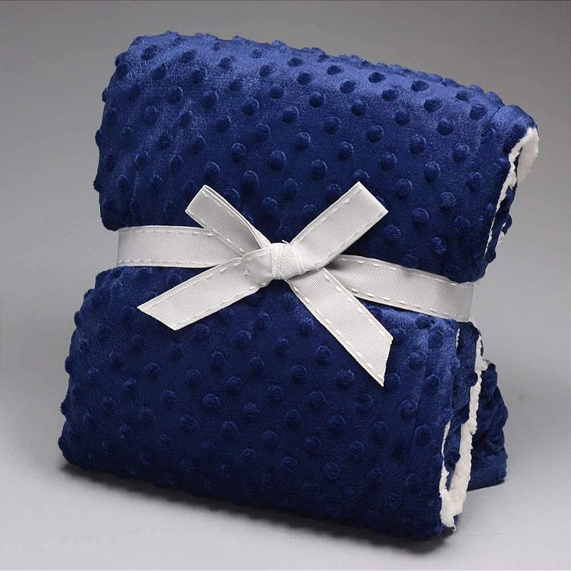 Cobertor Bebê Plush com Sherpa Dots 0,90 x 1,10 Azul Navy