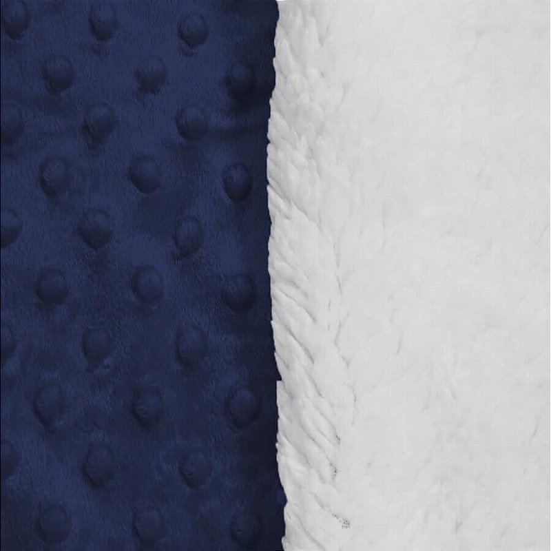Cobertor Bebê Plush com Sherpa Dots 0,90 x 1,10 Azul Navy