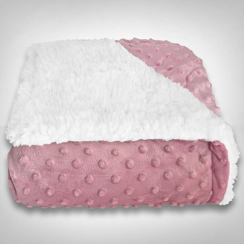 Cobertor Bebê Plush com Sherpa Dots 0,90 x 1,10 Rosa