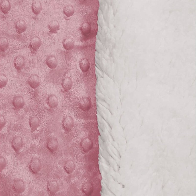 Cobertor Bebê Plush com Sherpa Dots 0,90 x 1,10 Rosa