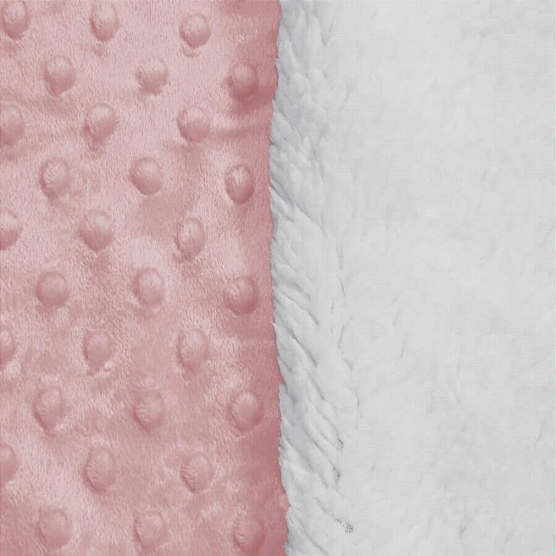 Cobertor Bebê Plush com Sherpa Dots 0,90 x 1,10 Rosa Bebê