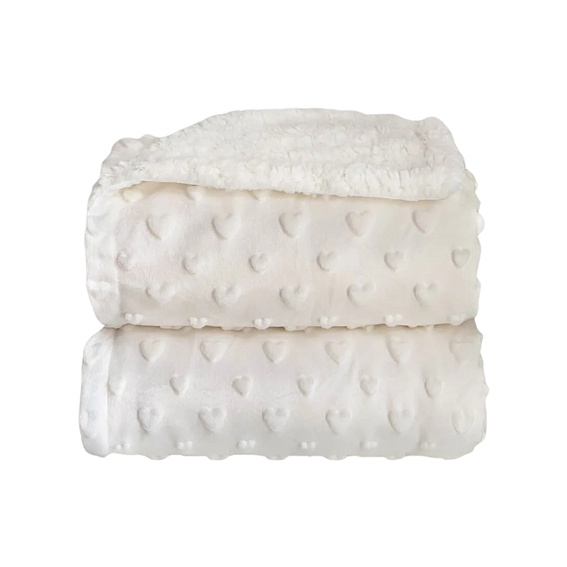Cobertor Bebê Plush com Sherpa Hearts 0,90 x 1,10 Branco