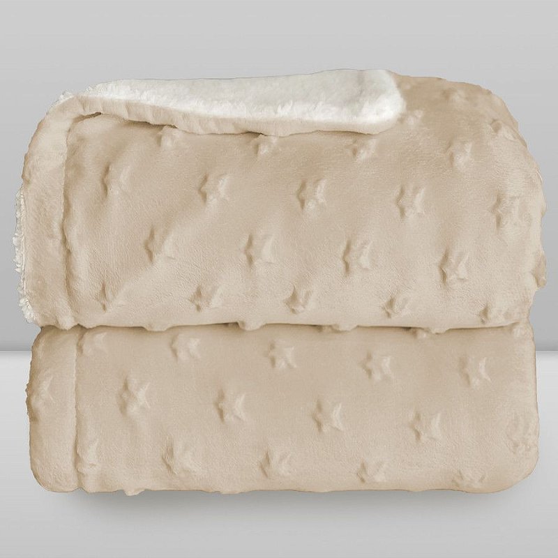 Cobertor Bebê Plush com Sherpa Stars 0,90 x 1,10 Bege
