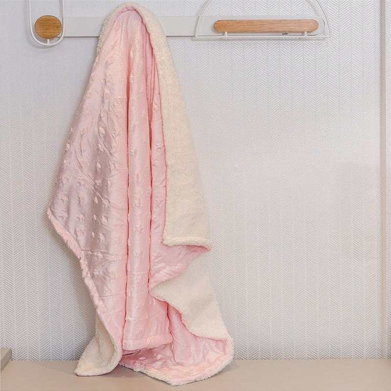 Cobertor Bebê Plush com Sherpa Stars 0,90 x 1,10 Rosa