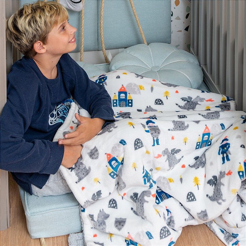 Cobertor Infantil Plush Print com Sherpa 1,27 x 1,52 Pirata Azul