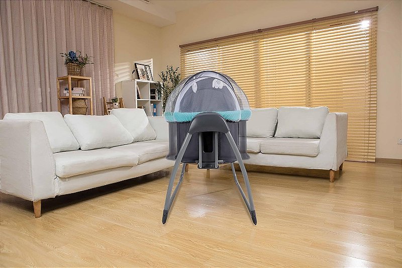 Berço Bebê Infantil Techno Automático c/ Bluetooth Grafite/Verde - Mastela