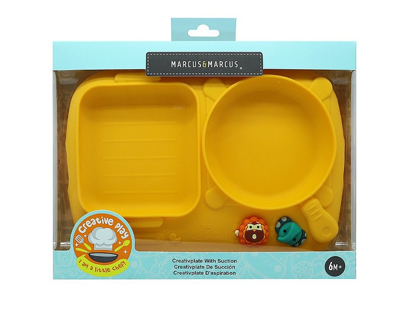 Prato de Silicone com Divisórias e Sucção Chef Amarelo - Marcus & Marcus