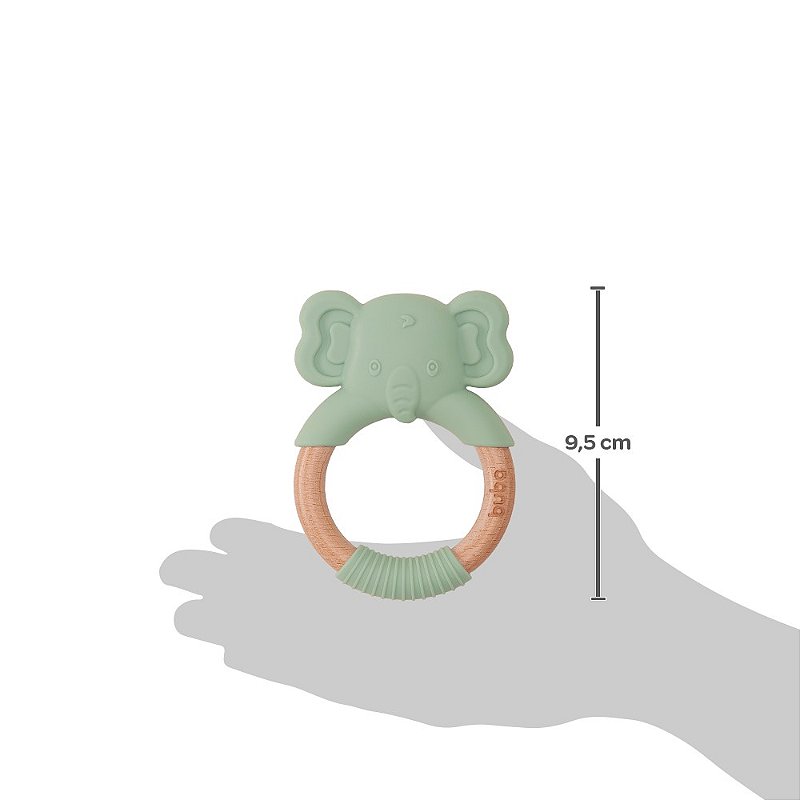 Mordedor em Silicone e Bambu Elefante Verde - Buba