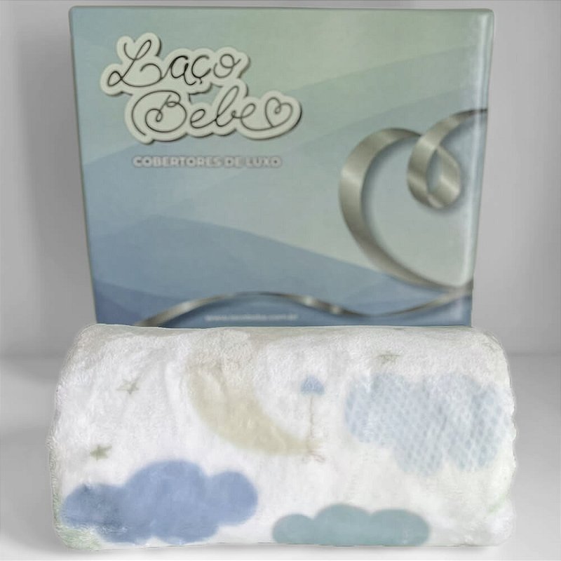 Cobertor Bebê Luxo Lua 0,80 x 1,10 Azul Bebê