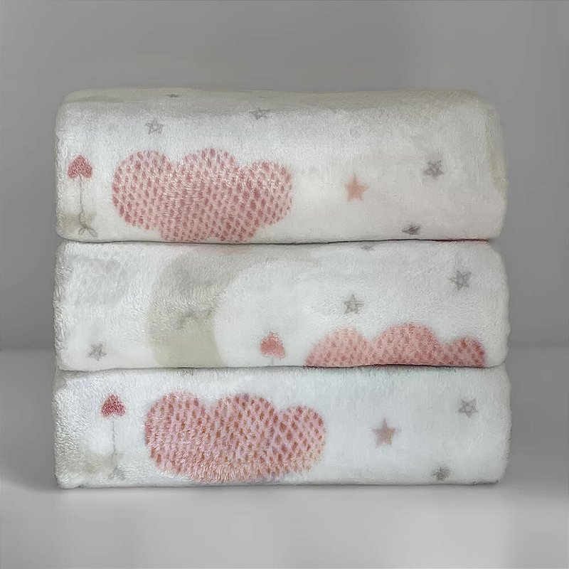 Cobertor Bebê Luxo Lua 0,80 x 1,10 Rosa Bebê
