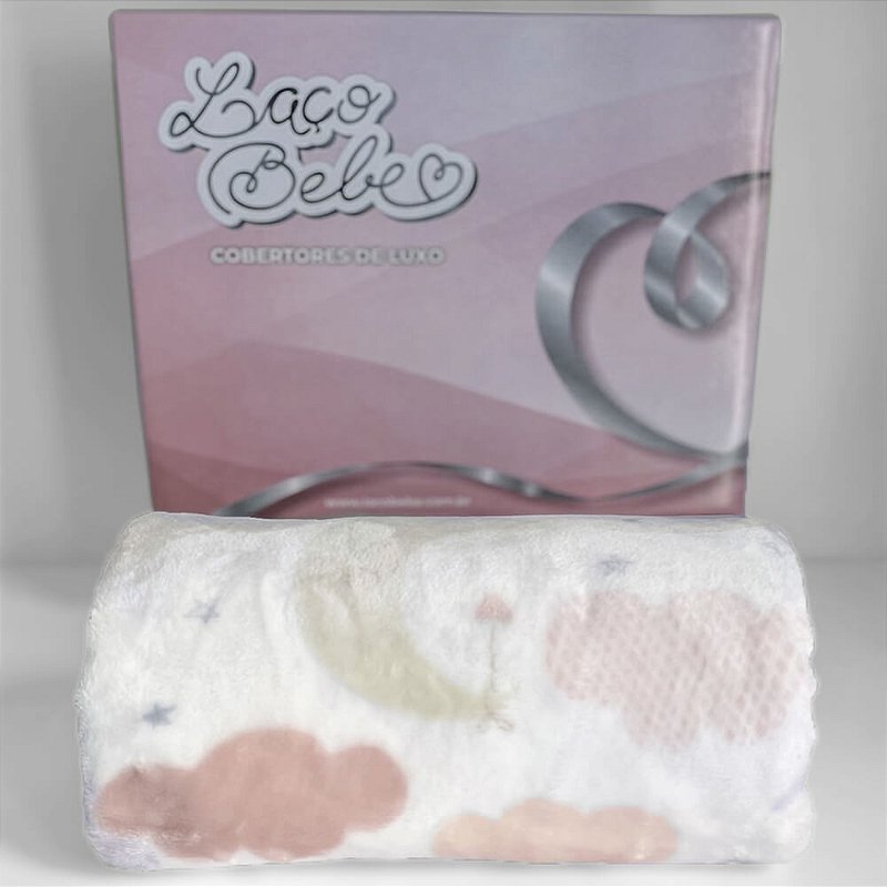 Cobertor Bebê Luxo Lua 0,80 x 1,10 Rosa Bebê