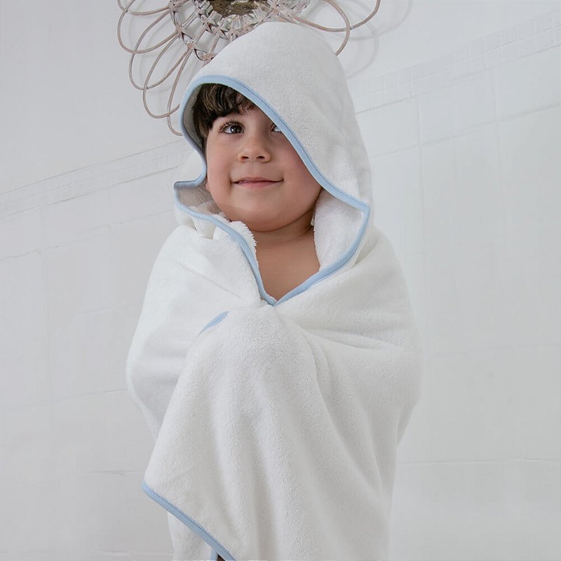 Toalha de Banho com Capuz Comfort Power Sec Azul - Laço Bebê