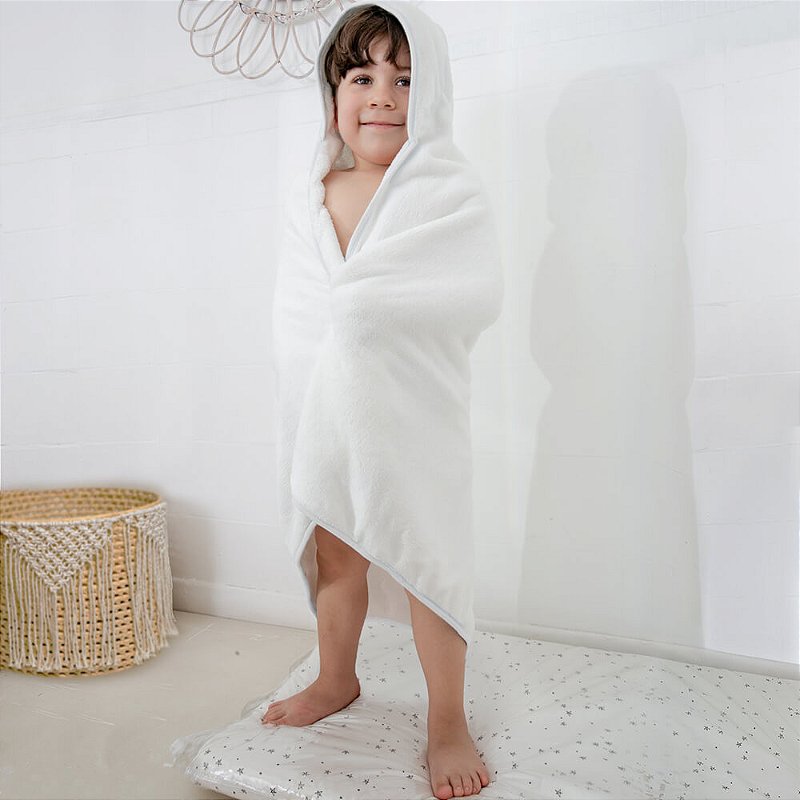 Toalha de Banho com Capuz Comfort Power Sec Branco - Laço Bebê
