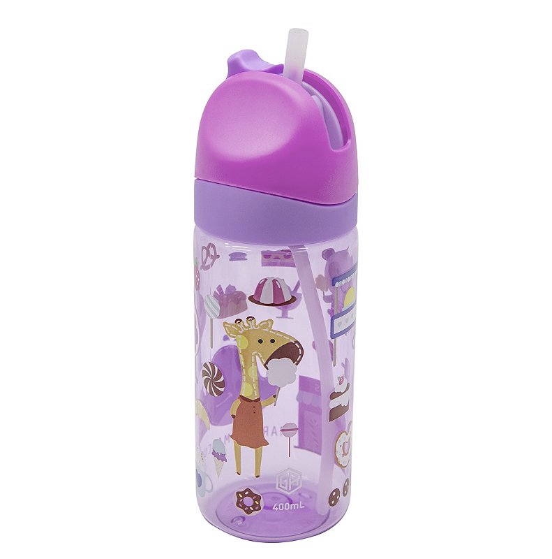 Garrafa Infantil em Tritan Antigermes 400ml Doces Lillás - Marcus & Marcus