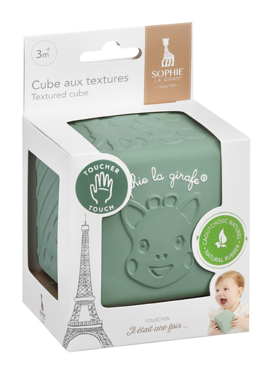 Cubo Sensorial Sophie la Girafe em Borracha 100% Natural – Estimulação Tátil e Motora