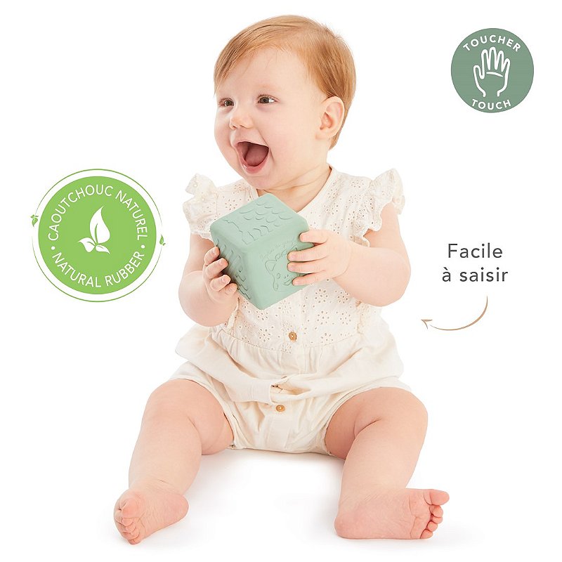 Cubo Sensorial Sophie la Girafe em Borracha 100% Natural – Estimulação Tátil e Motora