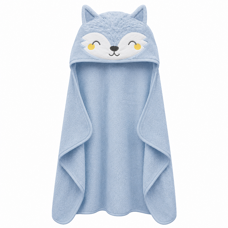 Toalha de Banho com Capuz Comfort Power Sec Raposa Azul - Laço Bebê