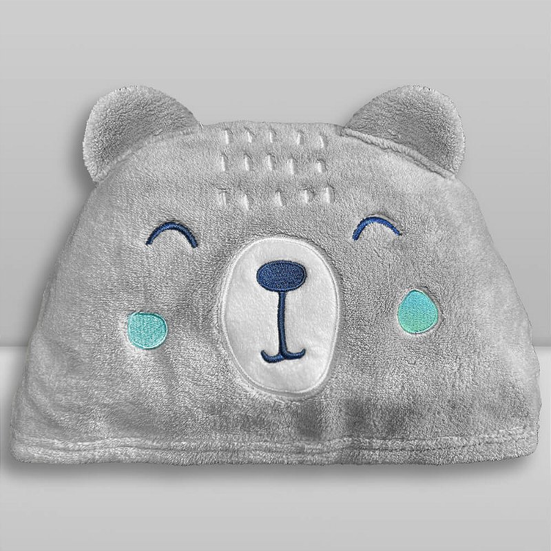 Toalha de Banho com Capuz Comfort Power Sec Urso Cinza - Laço Bebê