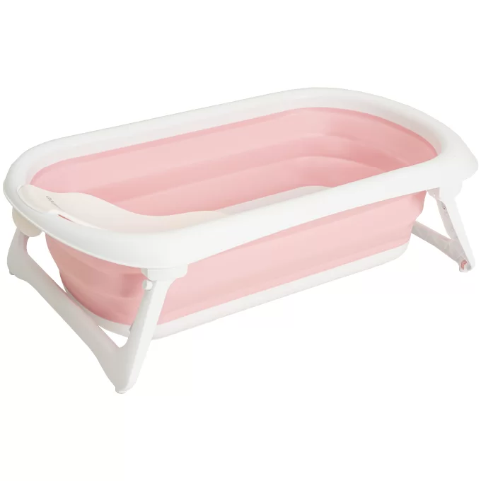 Banheira Dobrável Flex + Suporte de Elevação Rosa - Kiddo