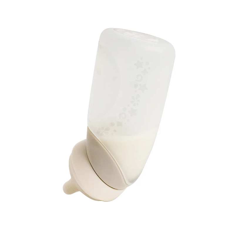 Mamadeira Angulada Em Silicone Creme 240ml - Bébémarc By Marcus & Marcus