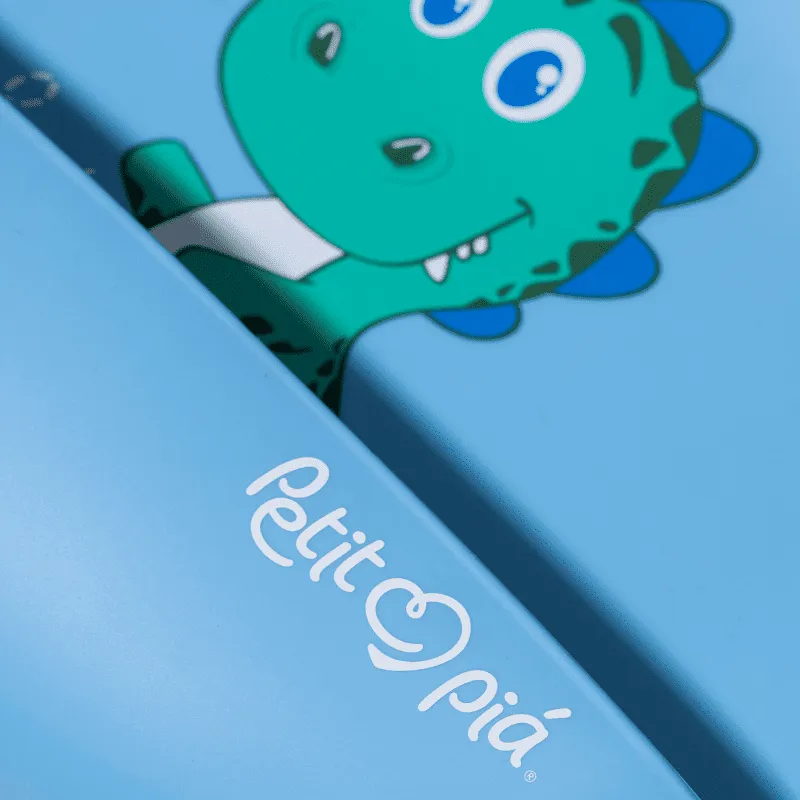 Babador de Silicone com Pega Migalhas Leo Azul - Petit Piá