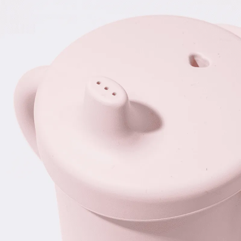 Copo de Silicone Infantil 2 em 1 com Alça Rosa 270ml - Petit Piá