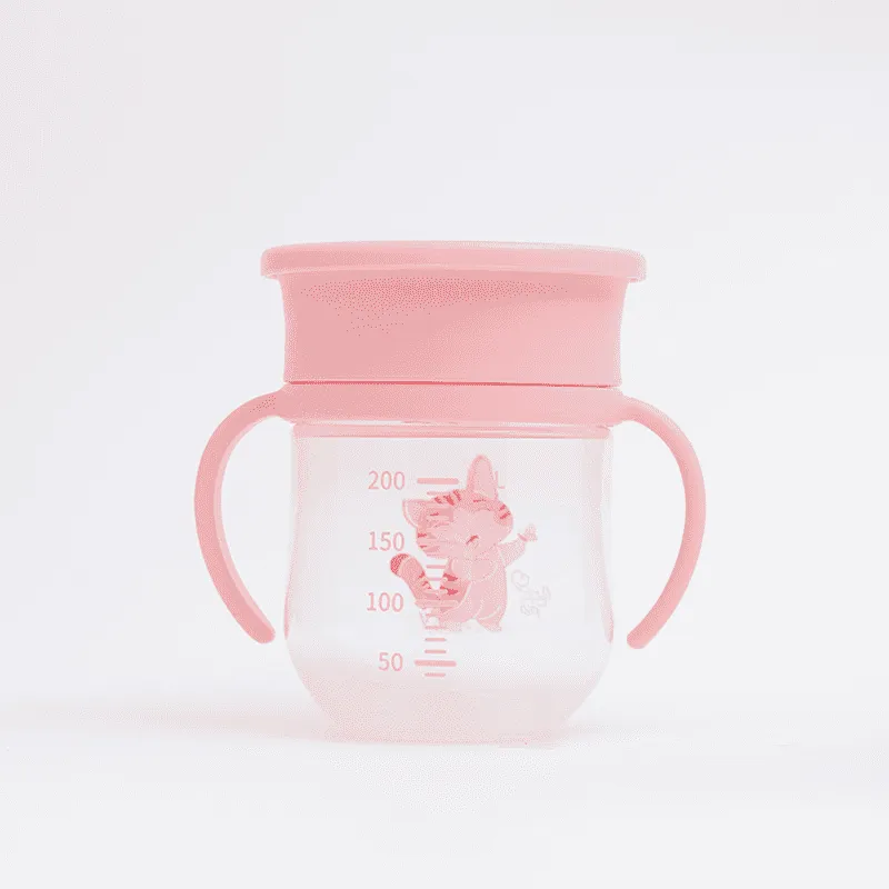 Copo de Treinamento 360 com Alça e Tampa 200ml Lia Rosa - Petit Piá