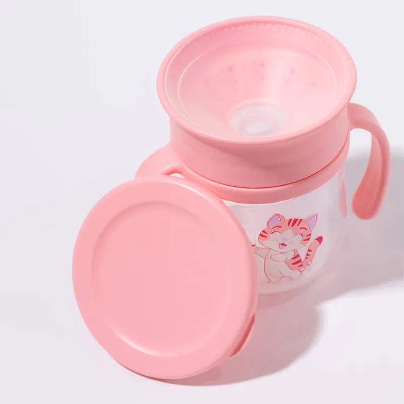 Copo de Treinamento 360 com Alça e Tampa 200ml Lia Rosa - Petit Piá