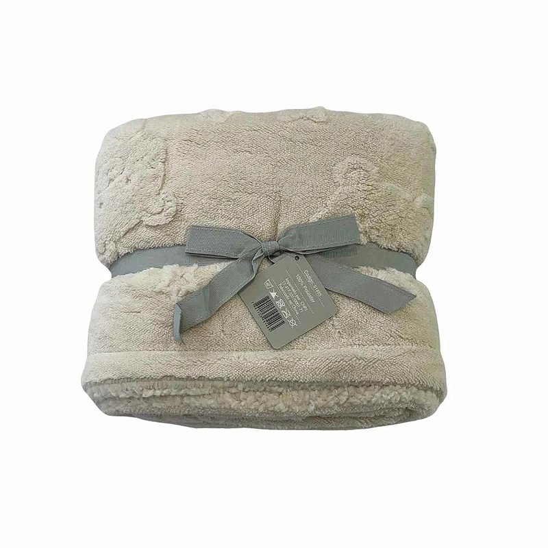 Cobertor Bebê Plush com Sherpa 0,90 x 1,10 Urso Branco