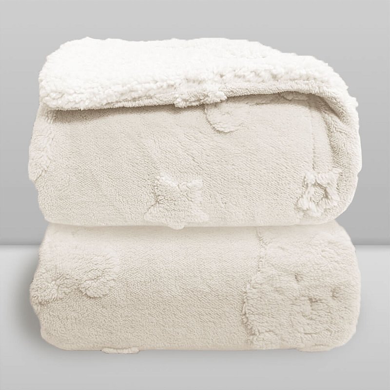 Cobertor Bebê Plush com Sherpa 0,90 x 1,10 Urso Branco