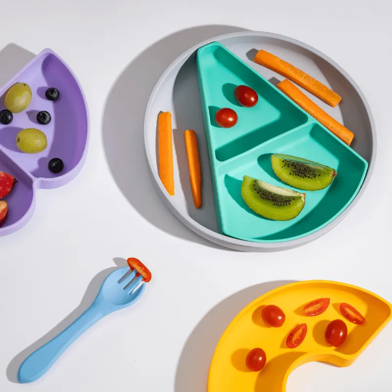 Prato Infantil de Silicone com Divisórias Removíveis e Ventosa ABC - Petit Piá