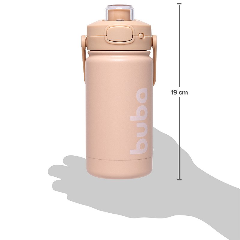 Garrafa Térmica Infantil Parede Dupla Inox 350ml Bege - Buba