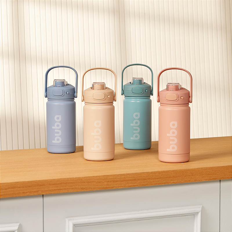 Garrafa Térmica Infantil Parede Dupla Inox 350ml Rose - Buba