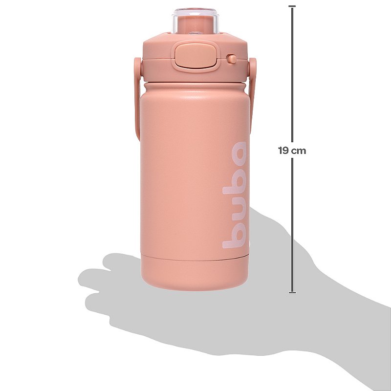 Garrafa Térmica Infantil Parede Dupla Inox 350ml Rose - Buba