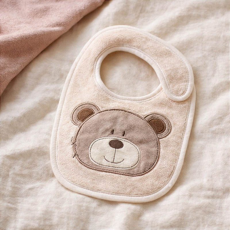 Babador Power Sec Animado Urso Bege - Laço Bebê