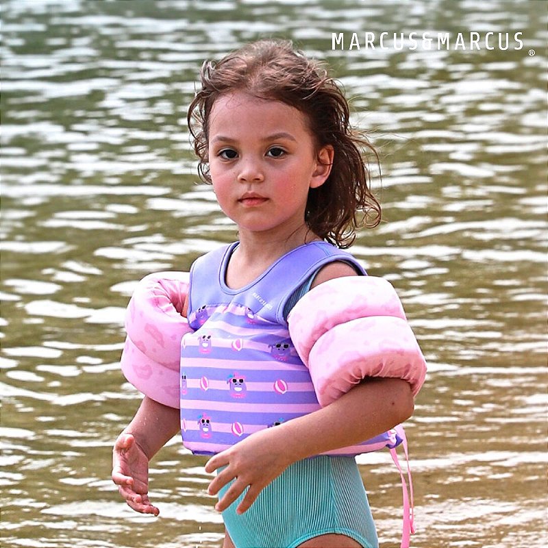 Boia de Braço Infantil com Colete Baleia Willo Rosa - Marcus & Marcus