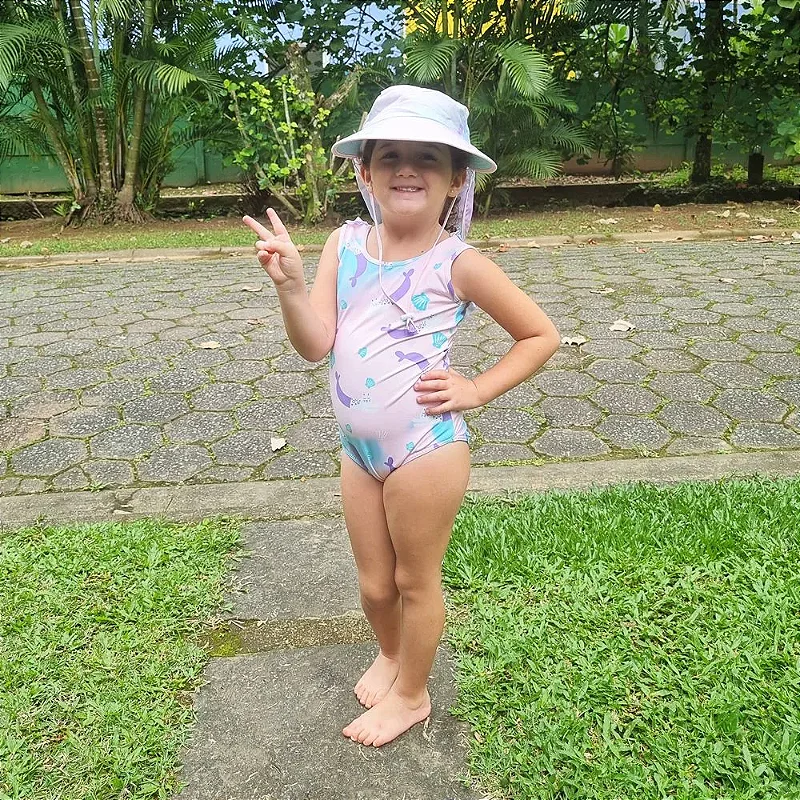 Maiô Infantil Gatinha Sereia Rosa - Marckids