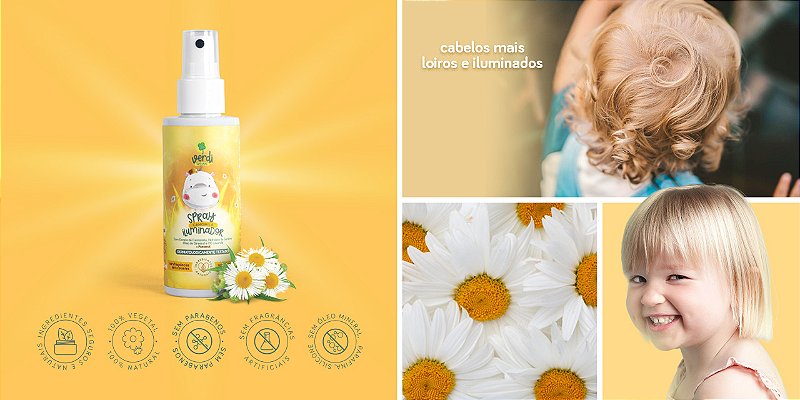 Spray Clareador de Cabelo com Camomila e Pantenol - Iluminador Natural - Verdi Natural