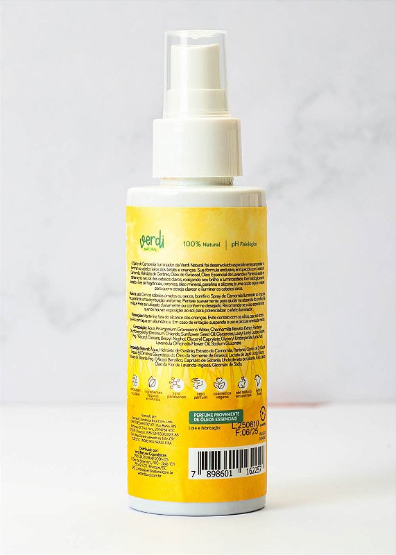 Spray Clareador de Cabelo com Camomila e Pantenol - Iluminador Natural - Verdi Natural