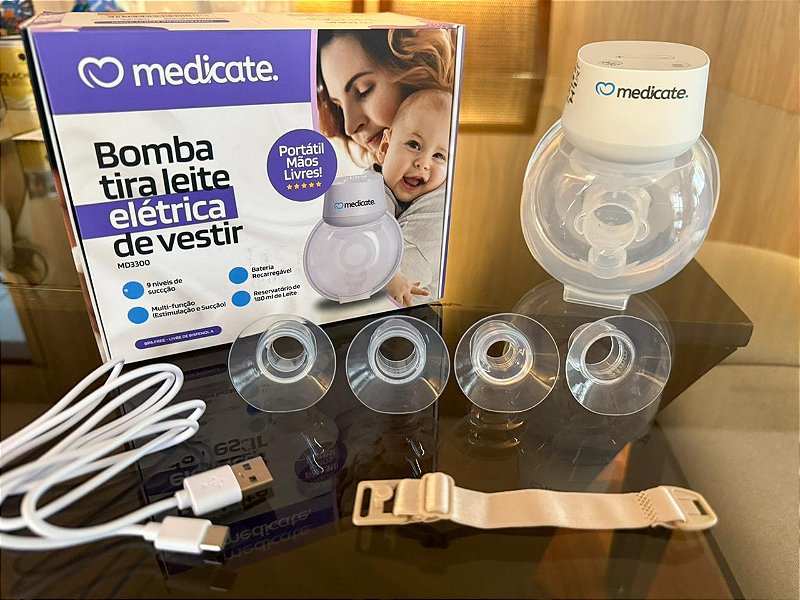 Bomba Tira-Leite Elétrica de Vestir Medicate MD3300