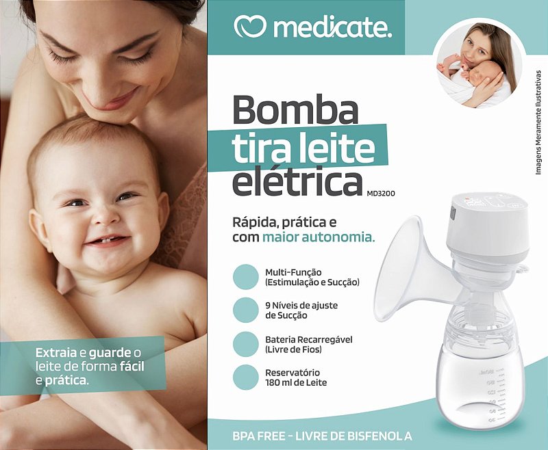 Bomba Tira Leite Elétrica Medicate MD3200