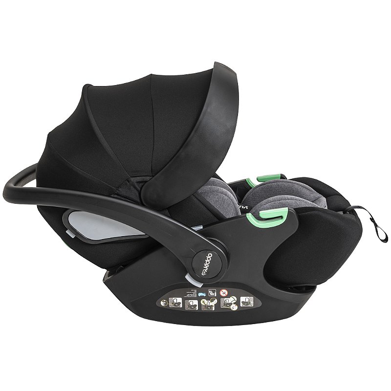 Carrinho de Bebê Kiddo Savvy 360° + Moisés + Bebê Conforto Yuba + Base Preto