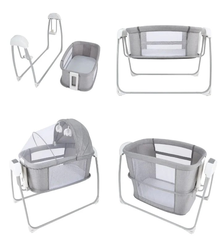 BABY OPEN BOX - Berço para Bebê Techno Automático c/ Bluetooth Cinza Escuro - Mastela