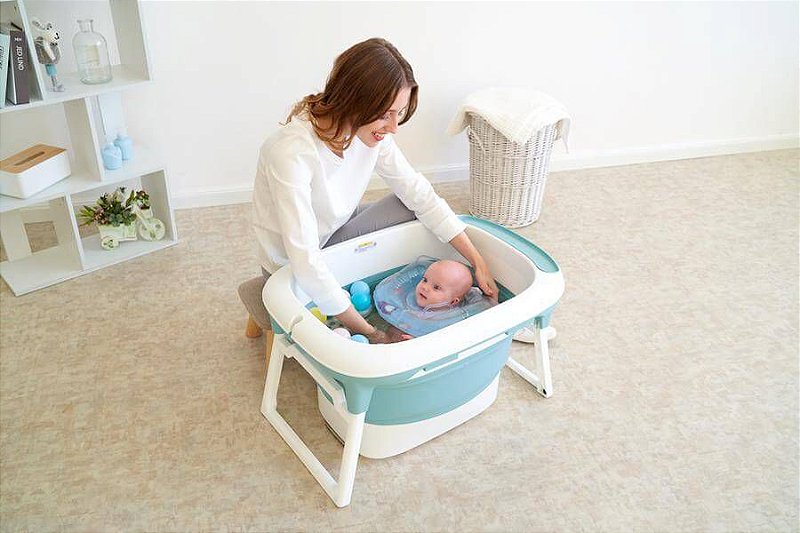 BABY OPEN BOX - Banheira Dobrável Ofurô Luxo Azul (0 meses à 10 anos) - Baby Pil