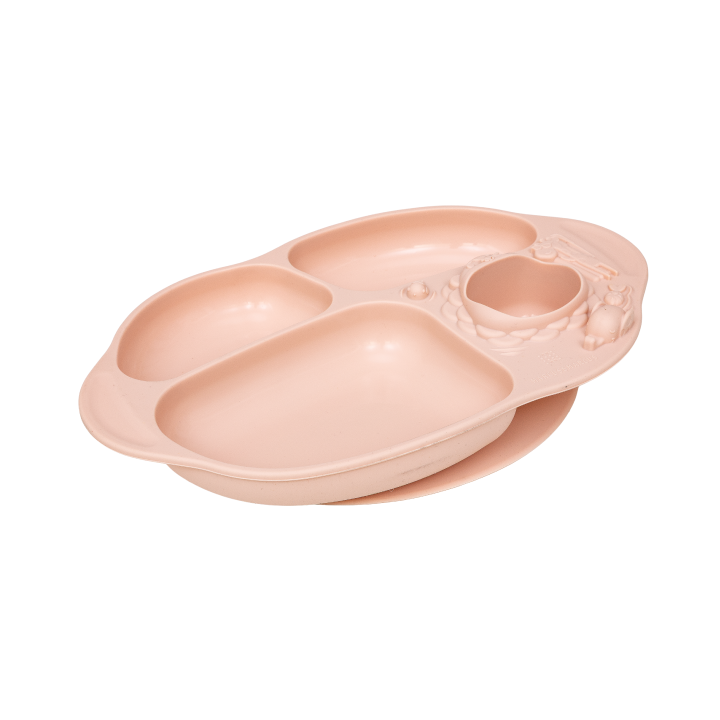 Prato de Silicone com Divisórias e Sucção Coral Marcus & Marcus