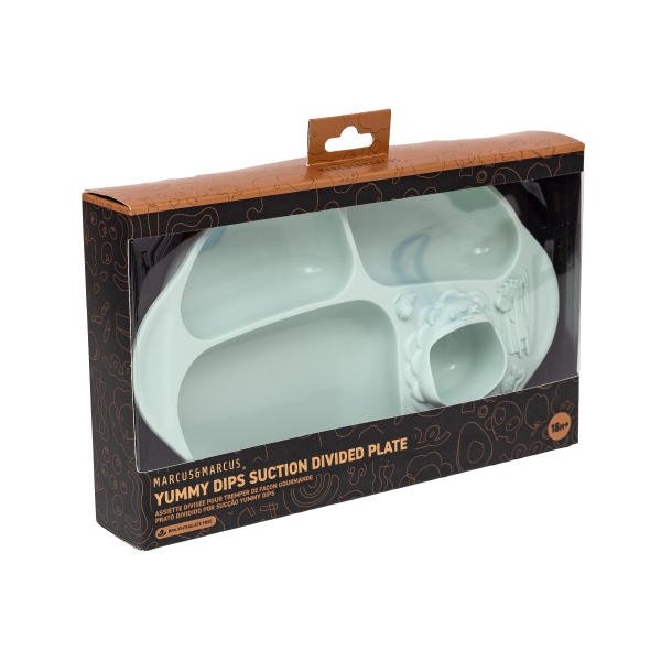 Prato de Silicone com Divisórias e Sucção Verde Menta Marcus & Marcus