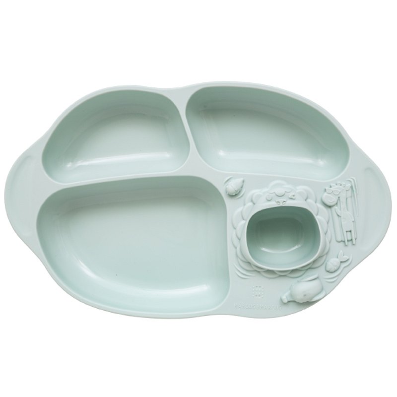 Prato de Silicone com Divisórias e Sucção Verde Menta Marcus & Marcus
