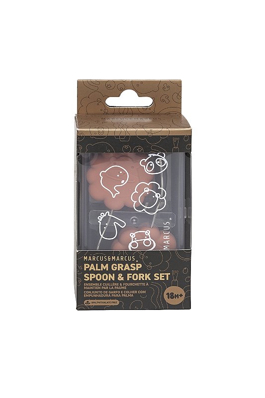 Colher e Garfo Infantil Coral com Case - Marcus & Marcus
