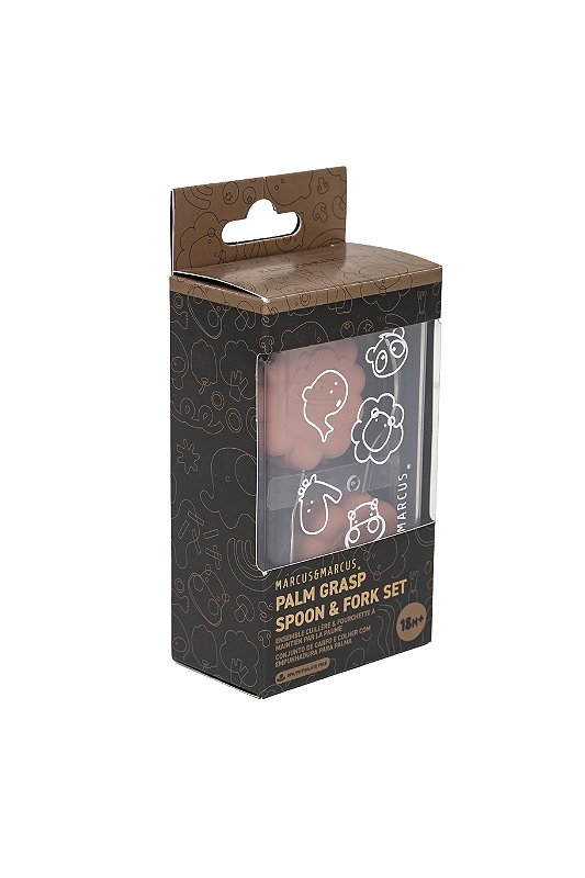 Colher e Garfo Infantil Coral com Case - Marcus & Marcus