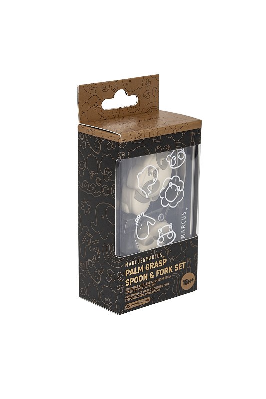 Colher e Garfo Infantil Cinza com Case - Marcus & Marcus